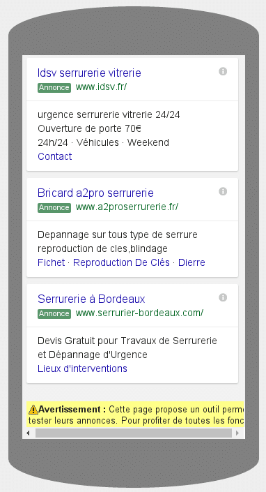 Résultats de recherche bas de page