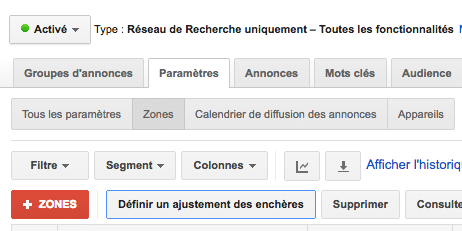 AdWords ciblage géographique