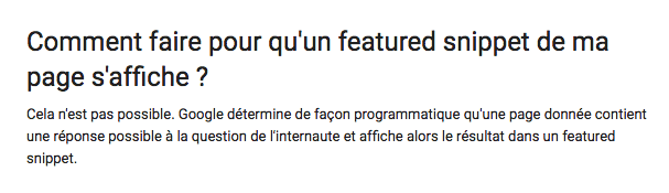 featured snippet pour Google