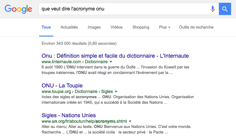 pas de featured snippet pour cette question