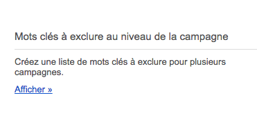 mots-clés exclus