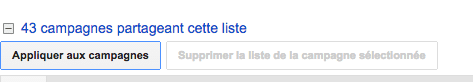 partager liste de mots-clés à exclure